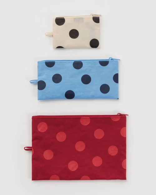 Baggu Flat Pouch Set - Polka Dot Mix