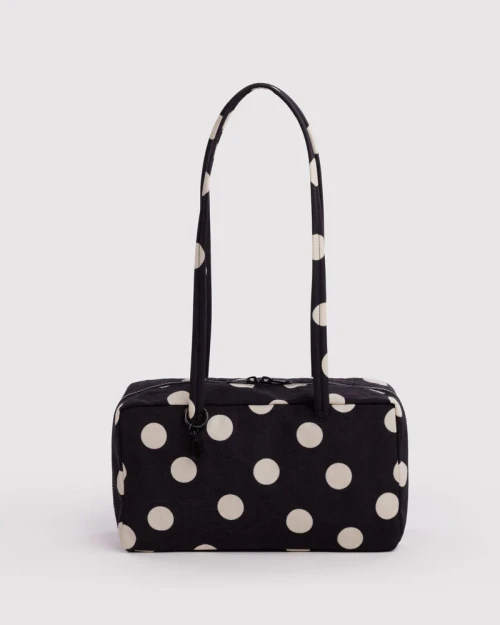 Baggu Nylon Bowler Bag - Black and Cream Polka Dot