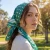 Vintage Style Polkadot Scarf w/Line Border