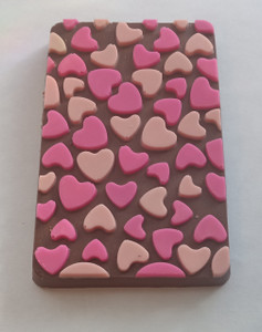 Chocolate Bar Adorned with Small Hearts-Color: Multi Pink Hearts Chocolate Bar Adorned with Small Hearts-Color: Multi Pink Hearts