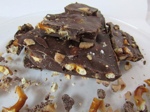 Gourmet chocolate caramel pretzel bark