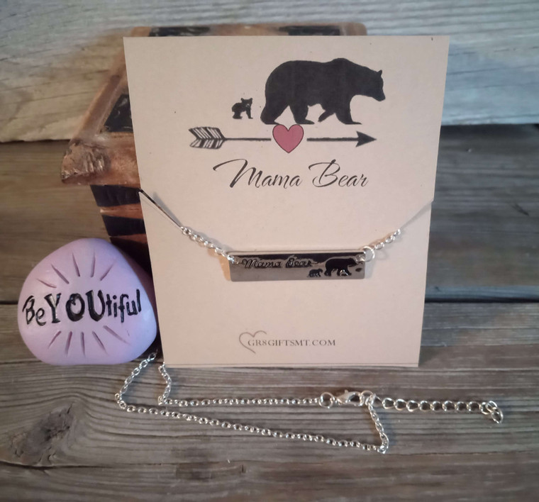 Mama Bear with One Cub Necklace