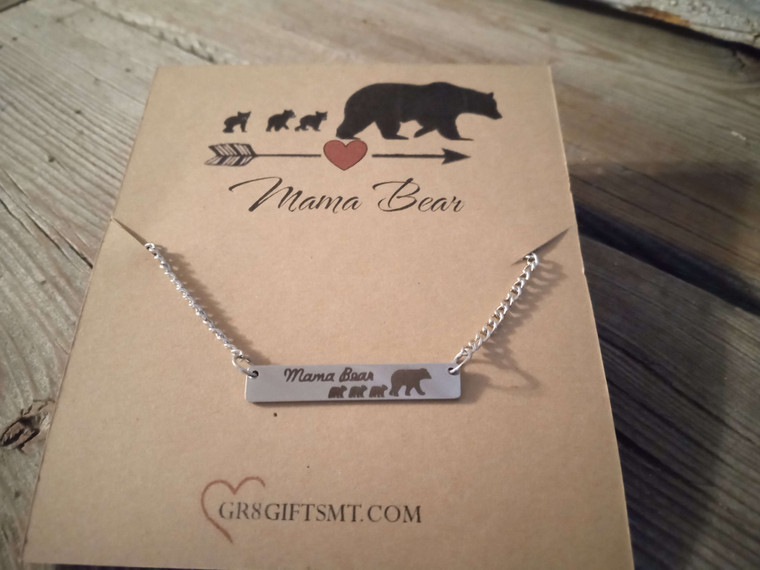 Mama Bear with 3 Cubs -Silver Necklace
small silver colored necklace