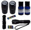 KZ2-B Invisible Fluorescent Blue Self Inking Stamping Kit with 2 Zoom Black Lights with Batteries