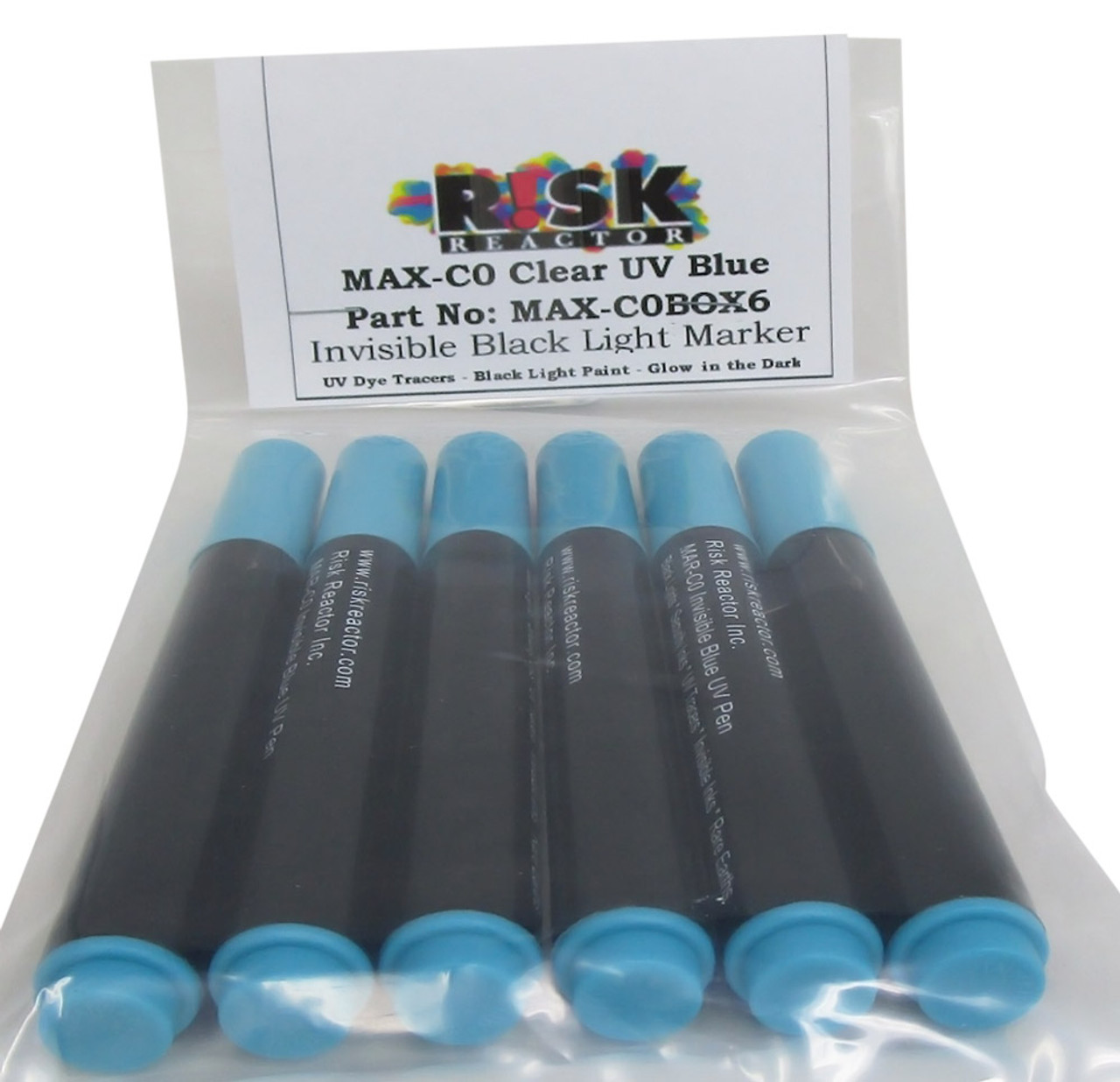 MAX-C0BOX6 Box 6 Large Black Light Invisible UV Blue Markers