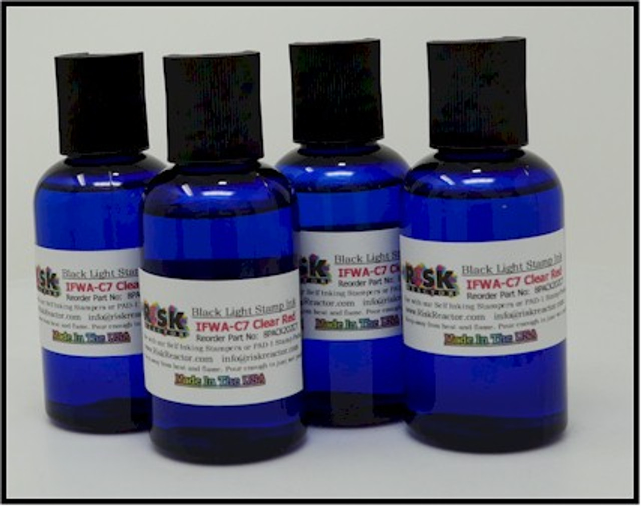 8PK1OZNONTOXIC eight 1 oz bottles of Invisible black light hand stamping ink  that is non toxic eight pack