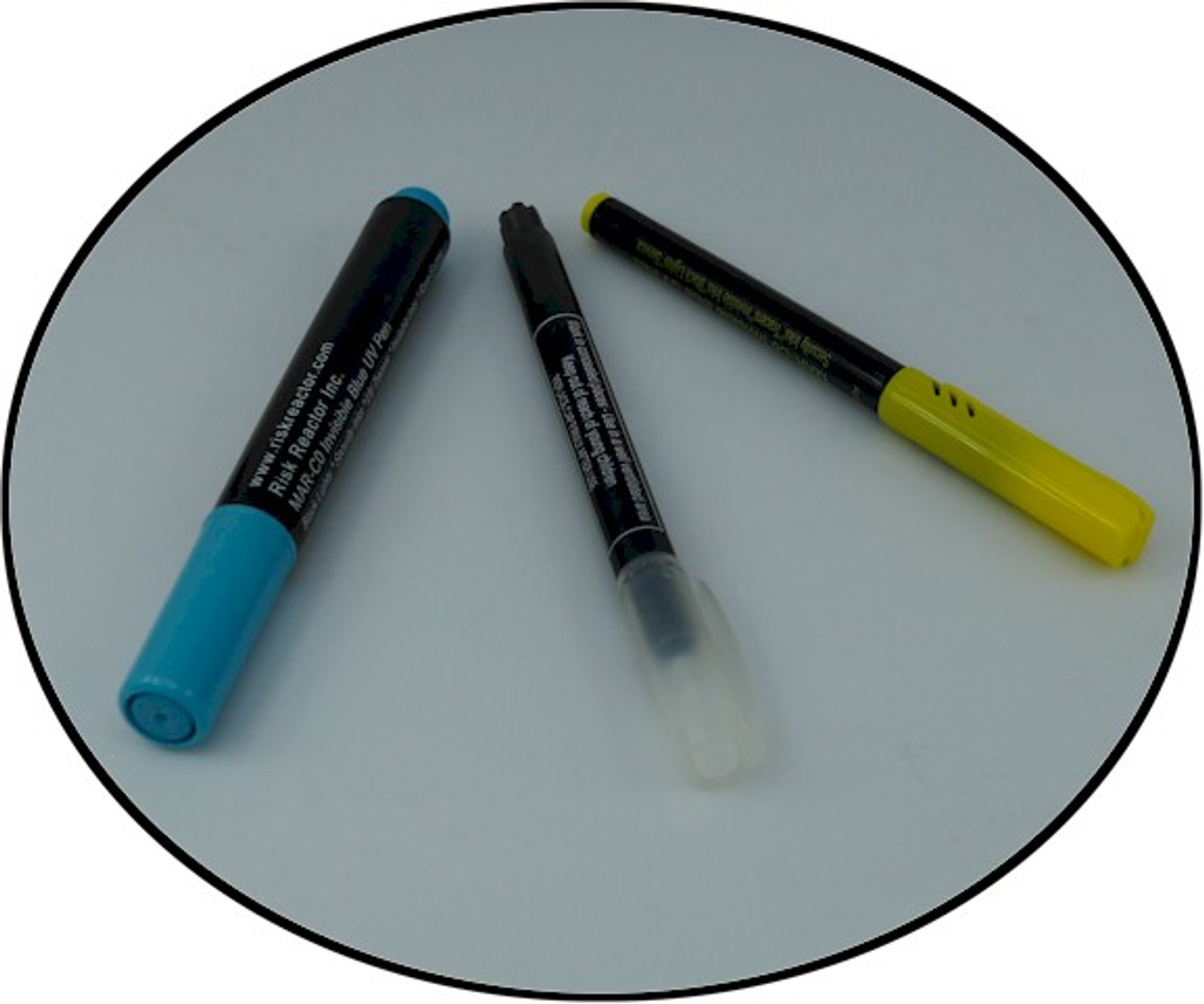 Dual clear uv blue pen and black marker