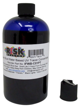 Clear blue ultra violet fluorescent dye IFWB-C01PT for water used in non destructive testing and theatrical effects Clear blue ultra violet fluorescent dye IFWB-C01PT for water used in non destructive testing and theatrical effects