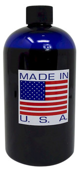 IFWBC0 Clear Blue black light tracer in pint bottle showing made in the USA back sticker IFWBC0 Clear Blue black light tracer in pint bottle showing made in the USA back sticker