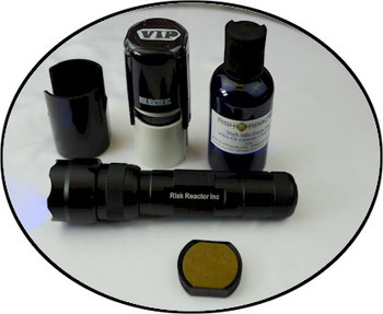 Super max ID kit with batteries and 2 ounces of invisible black light ink