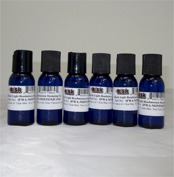 Six pack of stamping invisible inks 6PK1OZNONTOXIC in a wholesale package of 1 ounce bottles Six pack of stamping invisible inks 6PK1OZNONTOXIC in a wholesale package of 1 ounce bottles