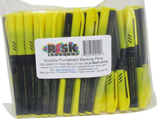 MAR-C0100 bag of one hundred black light invisible marking pens