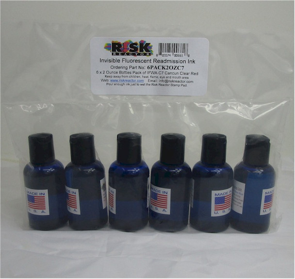 6PACK2OZC7 6 pack IFWA-C7 Invisible Fluoresent Red 2 oz Bottles