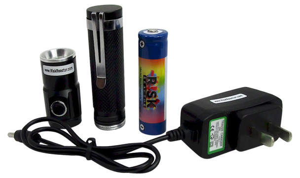 Complete black light set with UV lights source, battery, and the charger called BRTH-365