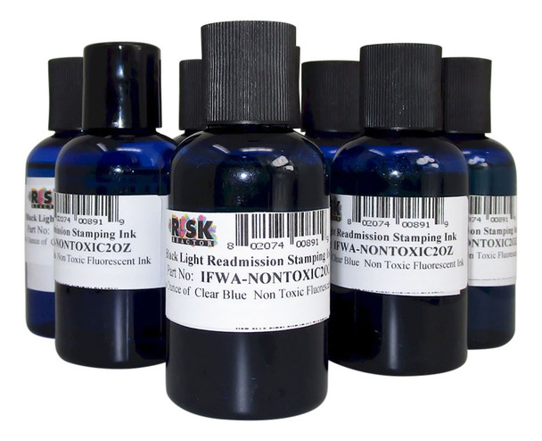 Eight two oz non toxic and Non Flammable fluorescent prison stamping ink 8PK2OZNONTOXIC 