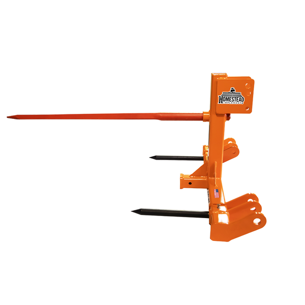 Quick-Hitch & iMatch Bale Spear Pinnacle Series Orange Side View with Main Spear