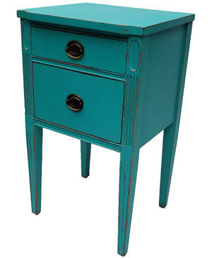 Side-Table with Drawers in Aqua Blue