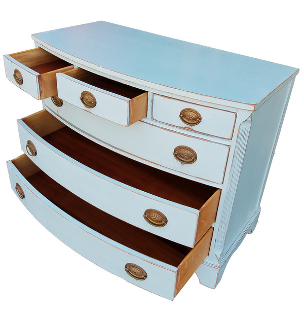 Federal Style Bowfront Dresser open