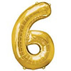 NUMBER 6 GOLD FOIL BALLOON 32 INCHES