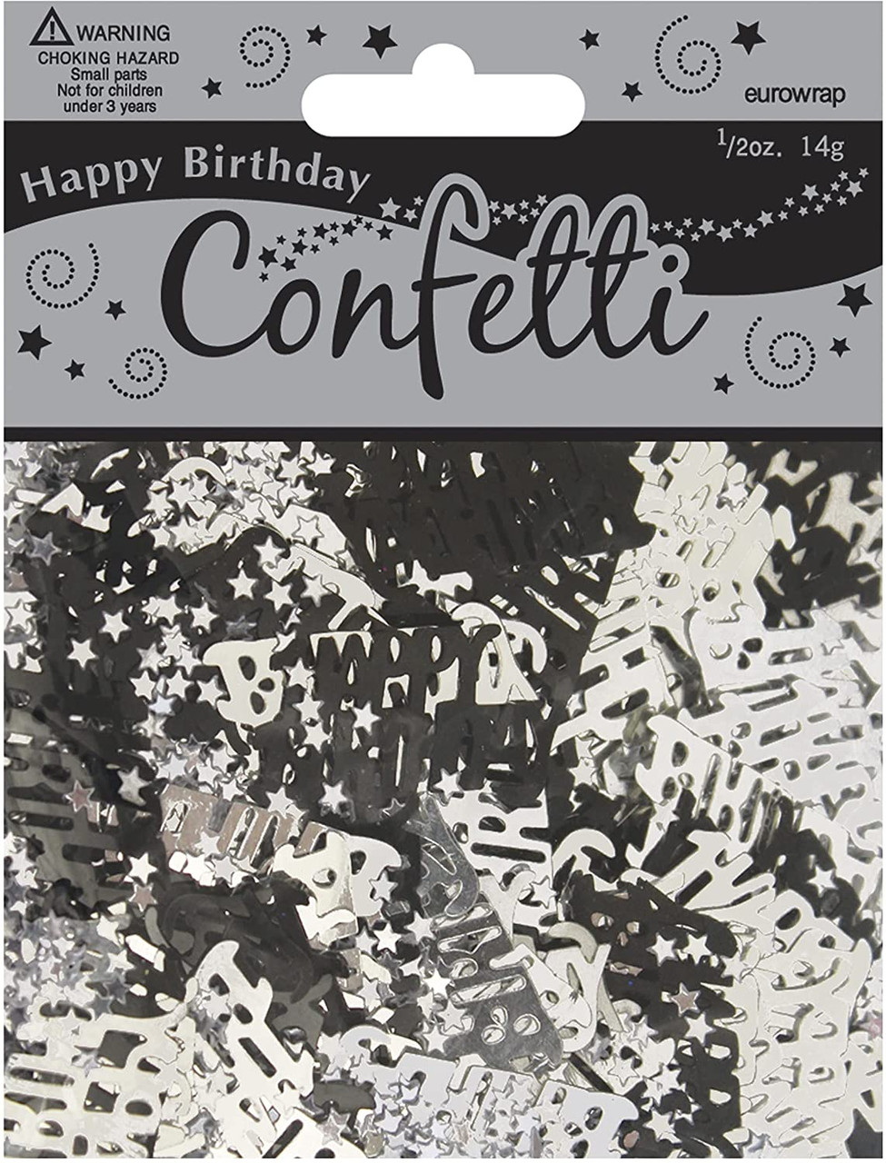 CONFETTI HAPPY BIRTHDAY SILVER/BLACK