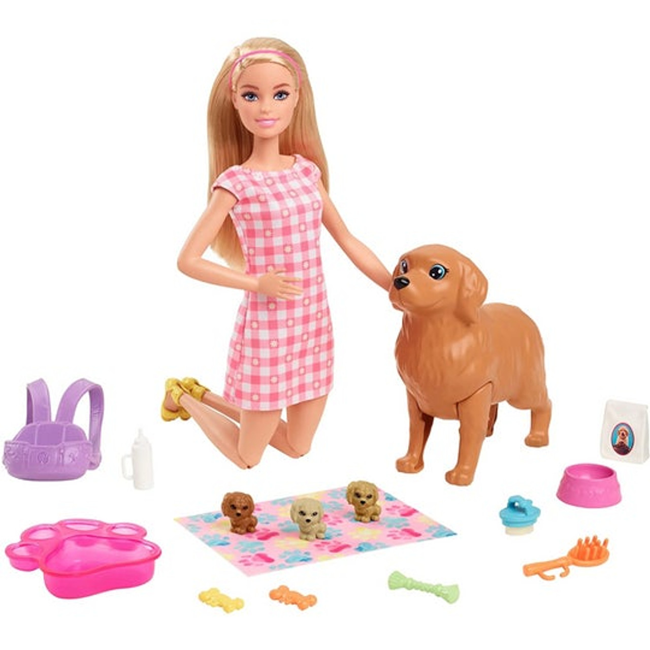 BARBIE DOLL AND NEWBORN PUPS - Toys Club