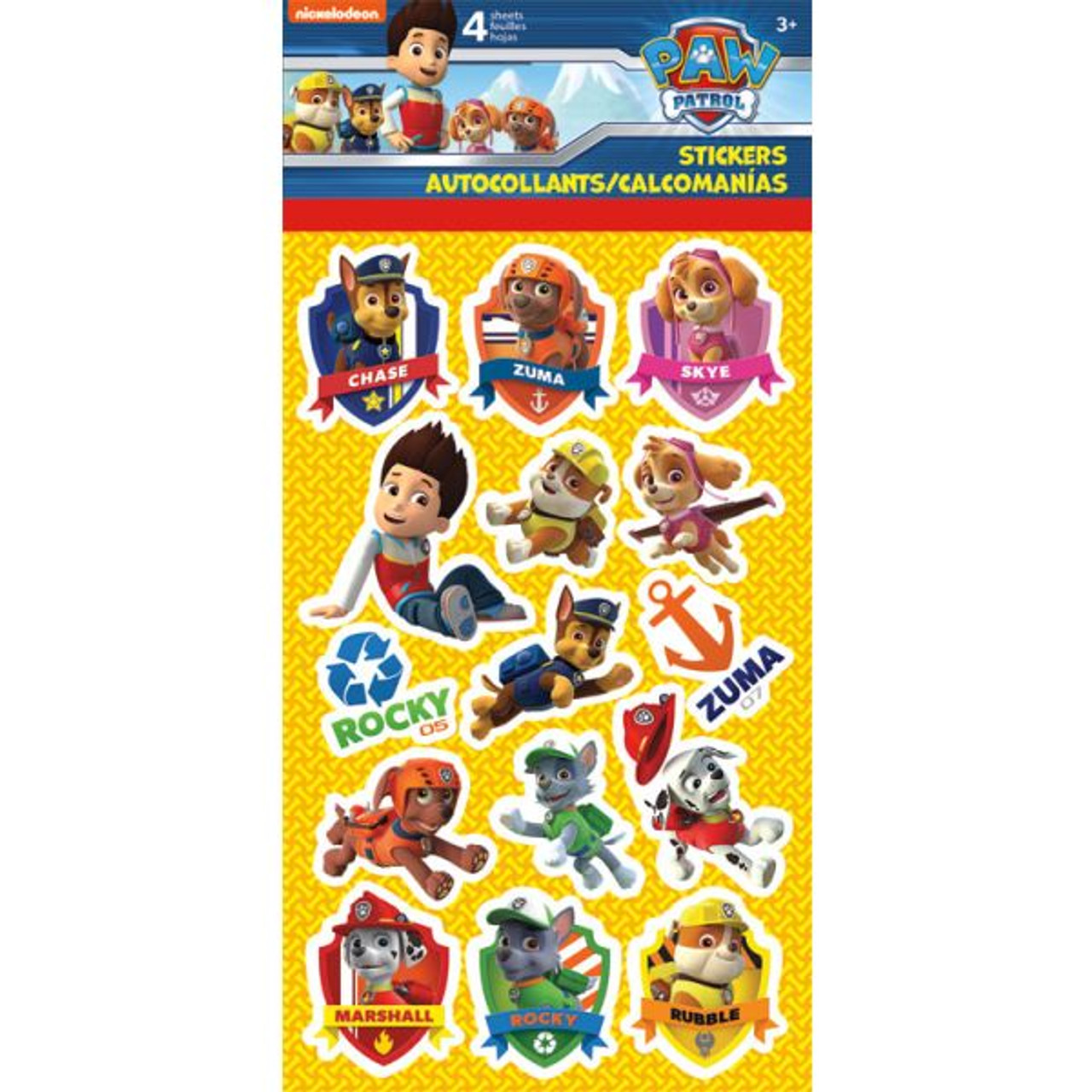 PAW PATROL STICKERS 4 SHEETS