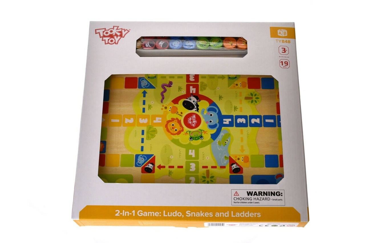 WOODEN 2 IN 1 LUDO WITH SNAKES AND LADDER