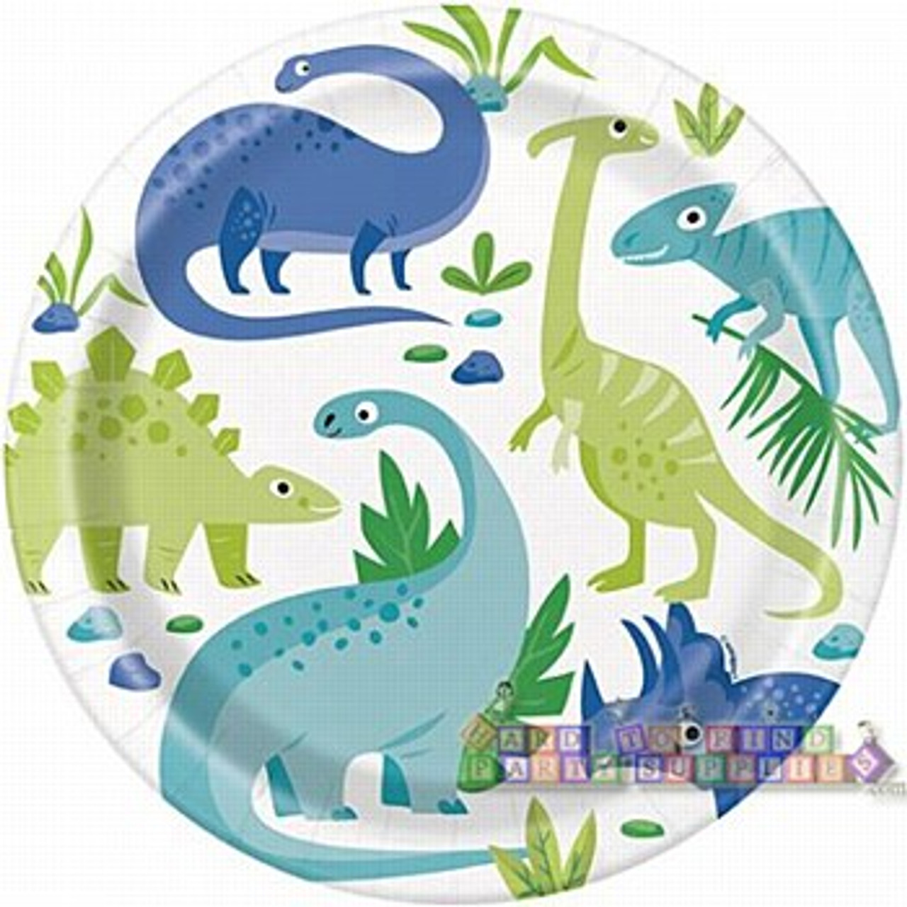 BLUE & GREEN DINOSAUR PLATES 9 INCHES