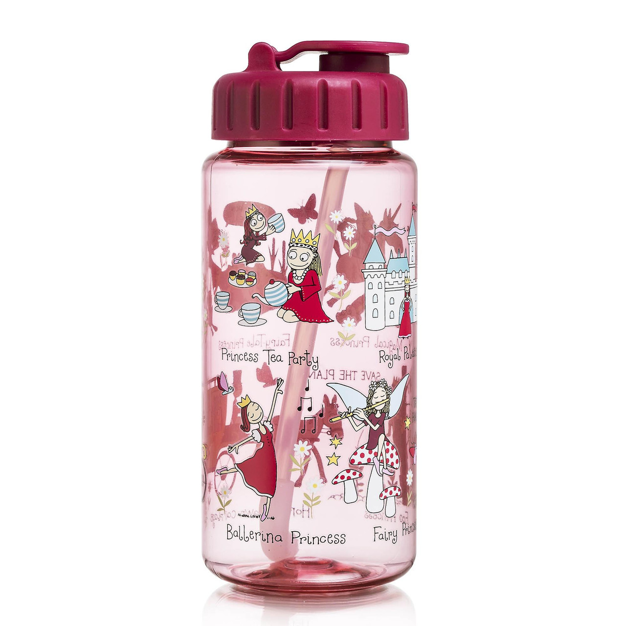 DRINKING BOTTLE PRINCESS WITH STRAW W1