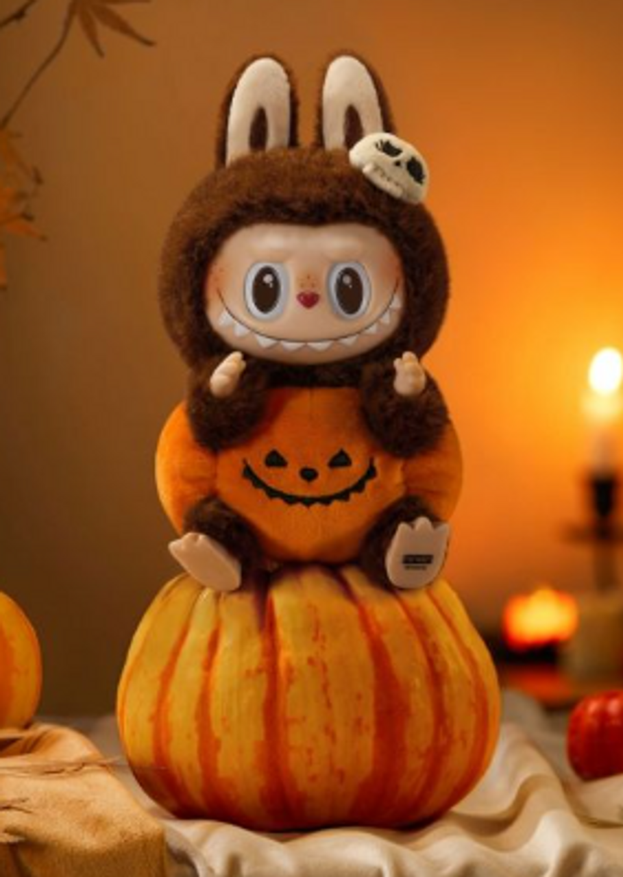 LABUBU THE MONSTER HALLOWEEN PARTY SERIES SITTING PUMPKIN VINYL PLUSH