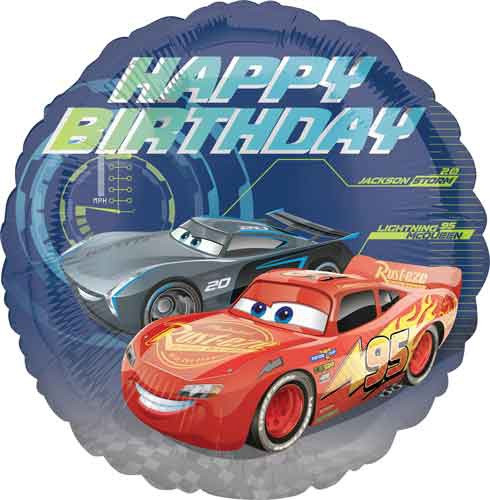 HAPPY BIRTHDAY CARS 3 FOIL BALLOON 17 INCHES