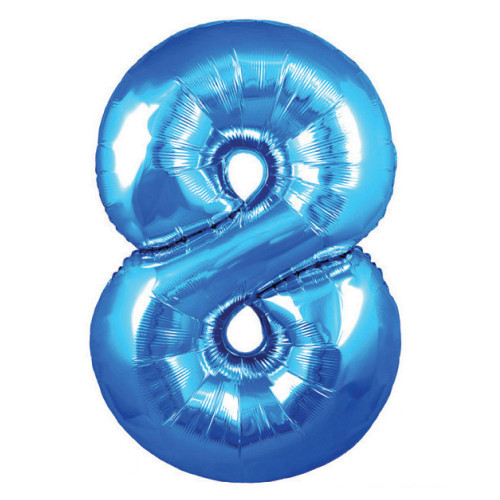 NUMBER 8 BLUE BALLOON 34 INCHES