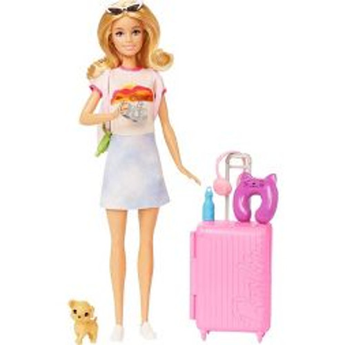 BARBIE TRAVEL SET WITH PUPPY AND ACCESSORIES