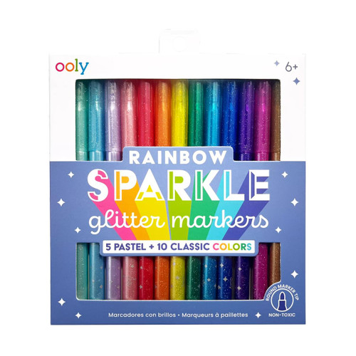 RAINBOW SPARKLE GLITTER MARKERS SET OF 15 W1