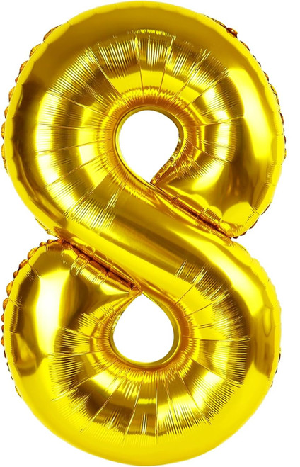 NUMBER 8 GOLD FOIL BALLOON 40 INCHES