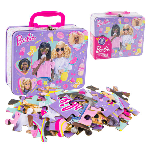BARBIE LARGE LUNCH TIN BOX WITH 48PC PUZZLE