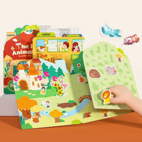 THE BUSY ANIMAL TOWN REUSABLE JELLY STICKER SET