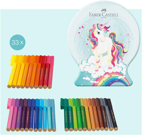 33 CONNECTOR FELT TIP PENS UNICORN TIN