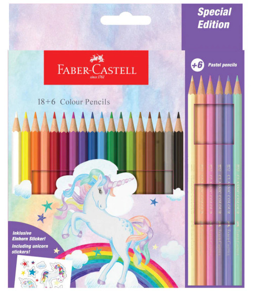 COLOUR PENCILS UNICORN 18+6