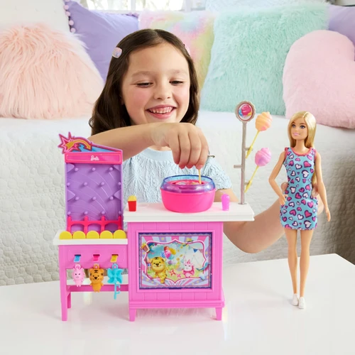 BARBIE MYSTERIES BEACH DETECTIVES MALIBU DOLL & COTTON CANDY GAME BOOTH