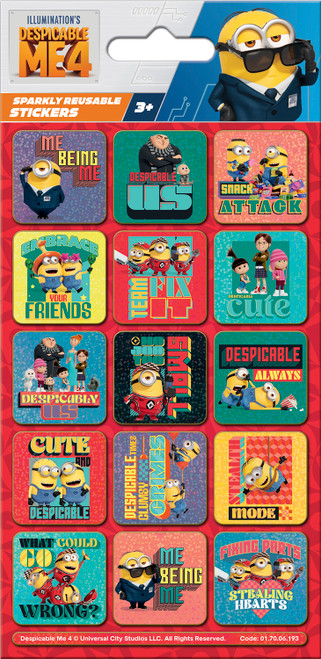 DESPICABLE ME 4 CAPTIONS FOILED STICKERS
