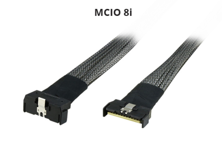 MCIO x8 Straight to MCIO x8 Right Angle 39cm Cable