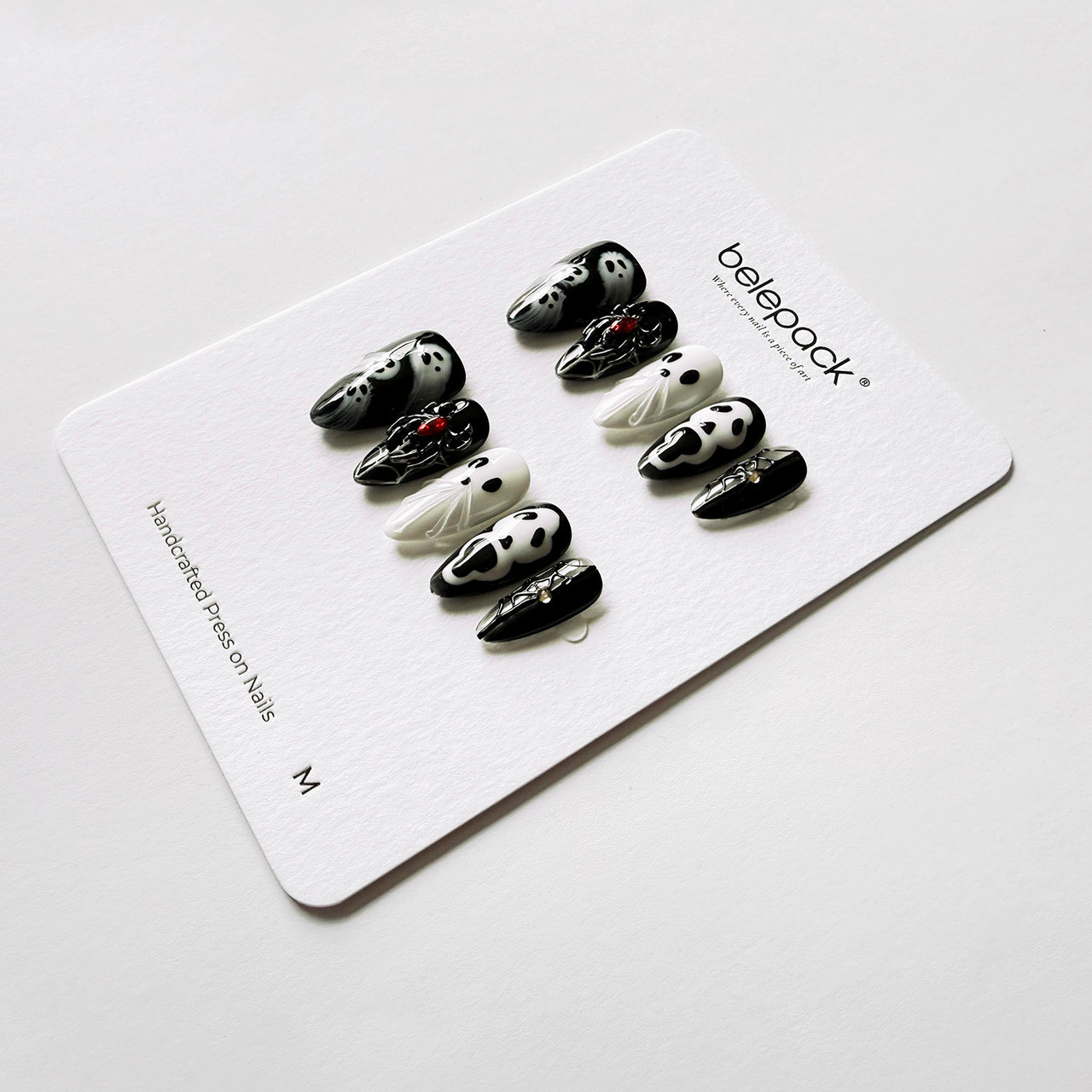 Black & White Ghost Press-On Nails, product view 2.