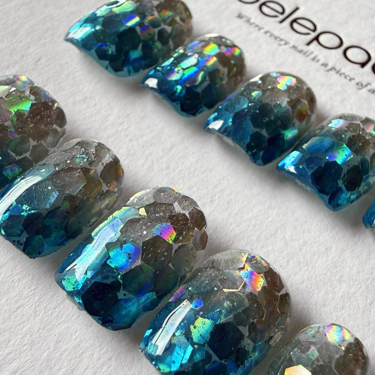 Blue Gradient Glitter Press-On Nails, product view 3.