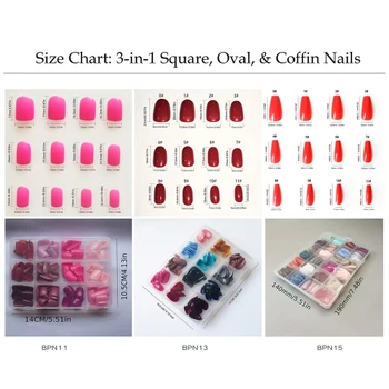 BPN11, BPN13 and BPN15 nail size charts