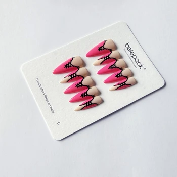 Pink & Cream Corset Press-On Nails, product view 1.