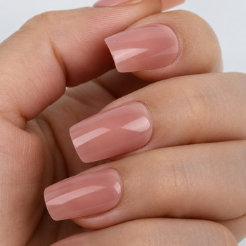 BP021 nude rose pink press-on nail design close-up