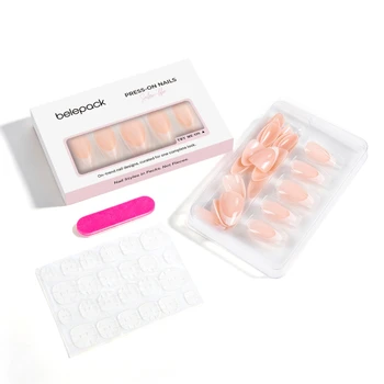 BP020 nail set with 24 press-on nails, adhesive tabs and a nail file