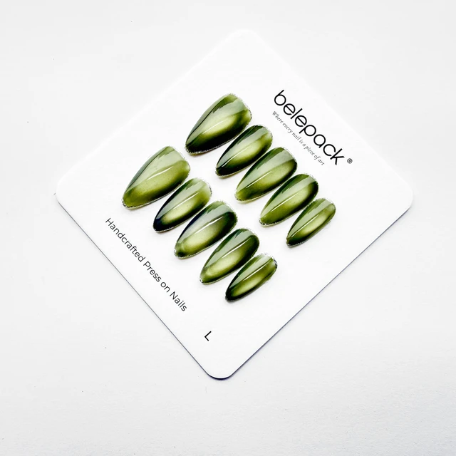 Olive Green Shimmer Press-On Nails