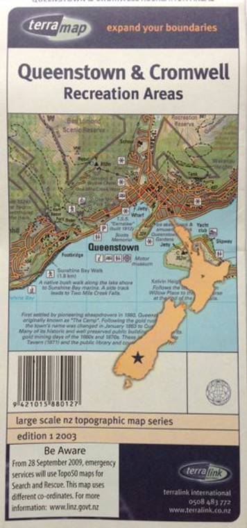 Queenstown and Cromwell Recreation Area Map